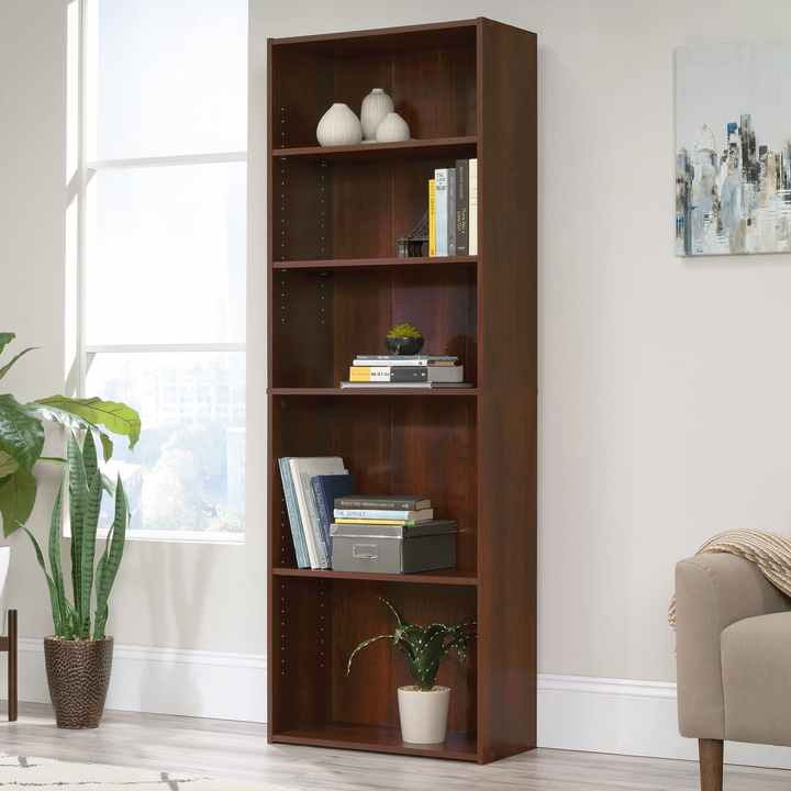 Bookshelf with Adjustable Storage Shelves, in Brook Cherry خزانة كتب بخمسة رفوف