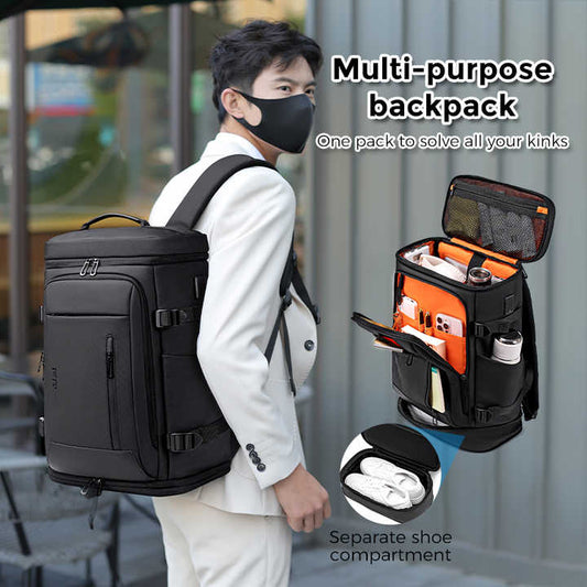 حقائب الظهر  للرجال سوداء لتخزين الأحذية الفردية 32 لتر سعة كبيرة