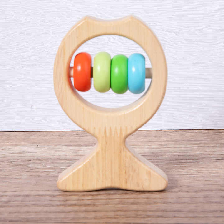 1pc Baby Wooden Rattle Beech Animal Hand Teething. 