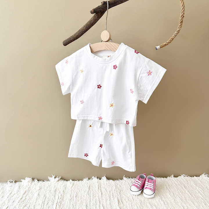 Baby Girl Summer Clothing Kids Floral-مجموعة ملابس