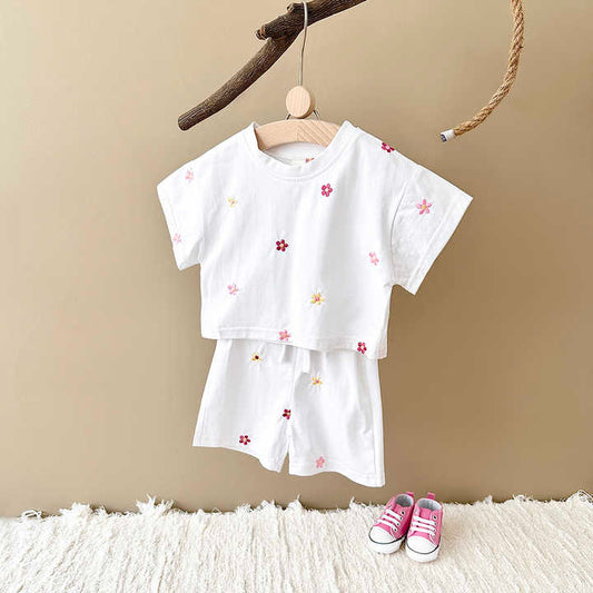 Baby Girl Summer Clothing Kids Floral-مجموعة ملابس