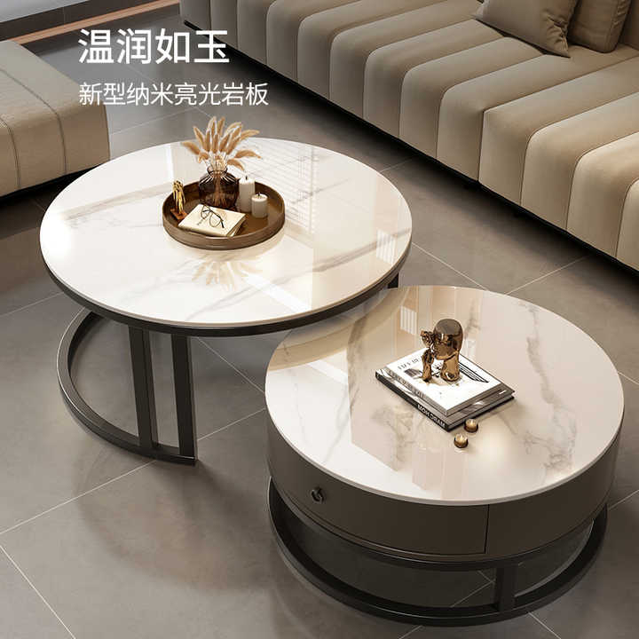 Rockery coffee table, living room, home use variety, simple, luxury with circular lighting 
