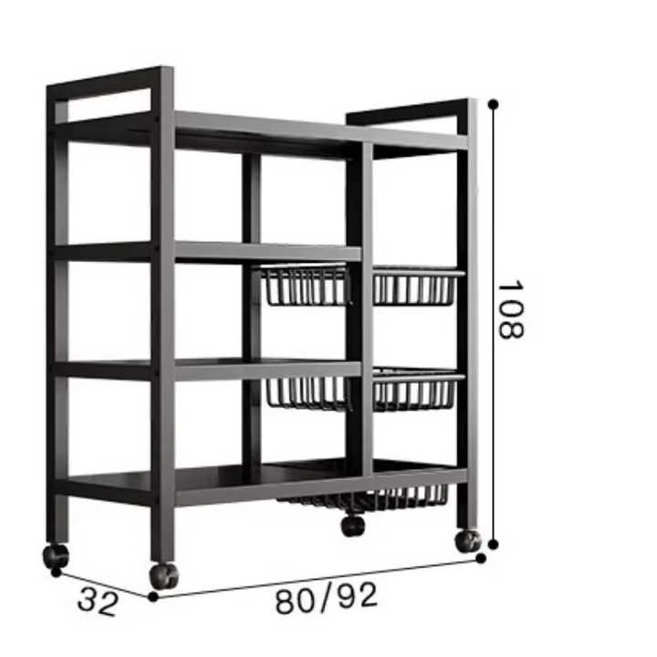 Multifunctional Kitchen Vegetable Storage Racks Movable Rolling Trolley Microwave Oven Fruit Cart 