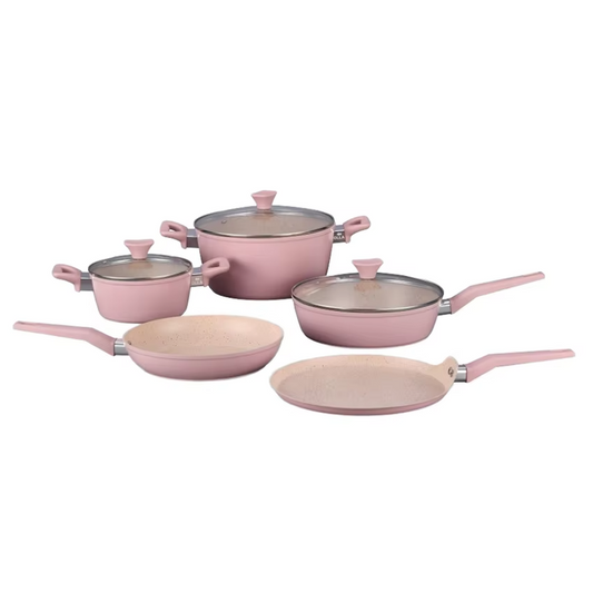New Arrival Pink Marble Coating Induction Cookware Non-stick Coating Non-stick Coating وصل حديثًا طلاء رخامي وردي للطبخ بالتحريض غير لاصق طلاء غير لاصق