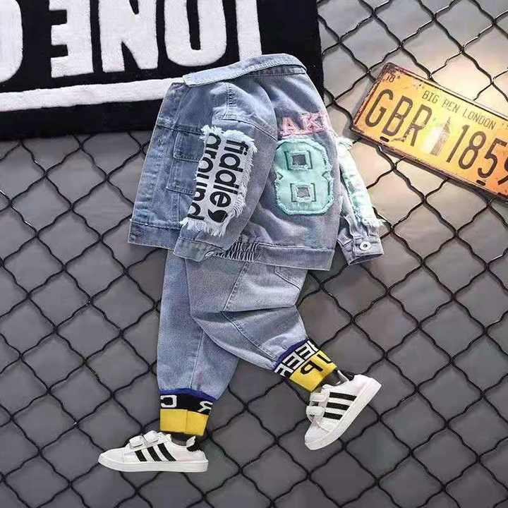 2021 Spring Autumn Boys Denim Jeans Suit Kids 