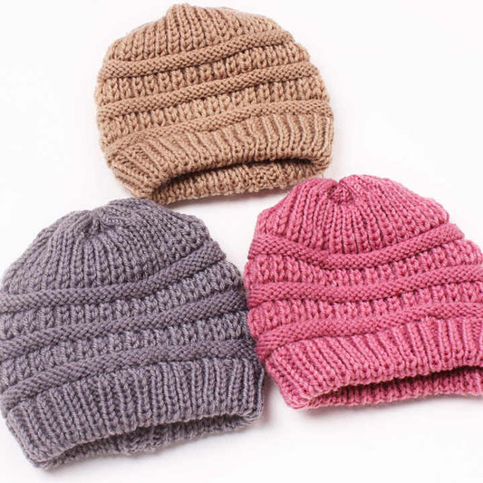 Kids Beanie Hats with Custom Logo Leather Patch 