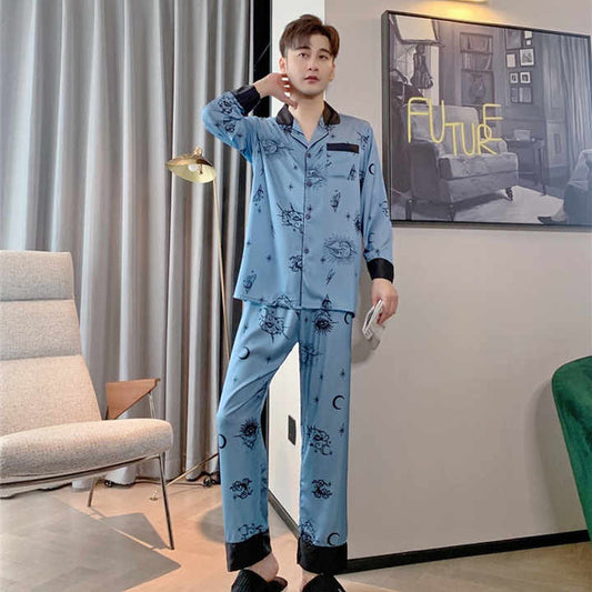 Autumn Men's Ice Silk Luxury Long Sleeve Clothing 