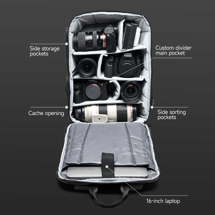 Custom Waterproof Travel Video Camera Backpack, Large 