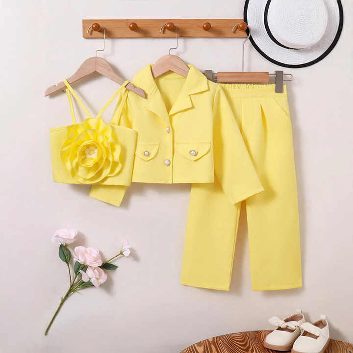 ملابس أطفال صفراء للفتيات من سن 4-7 سنوات Yellow Children's Clothing for Girls Age 4-7 Years