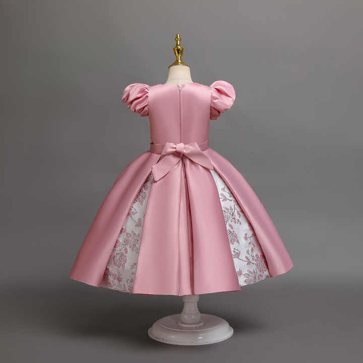 Summer Clothes Bow Satin Princess Dress فستان حفلات أعياد الميلاد