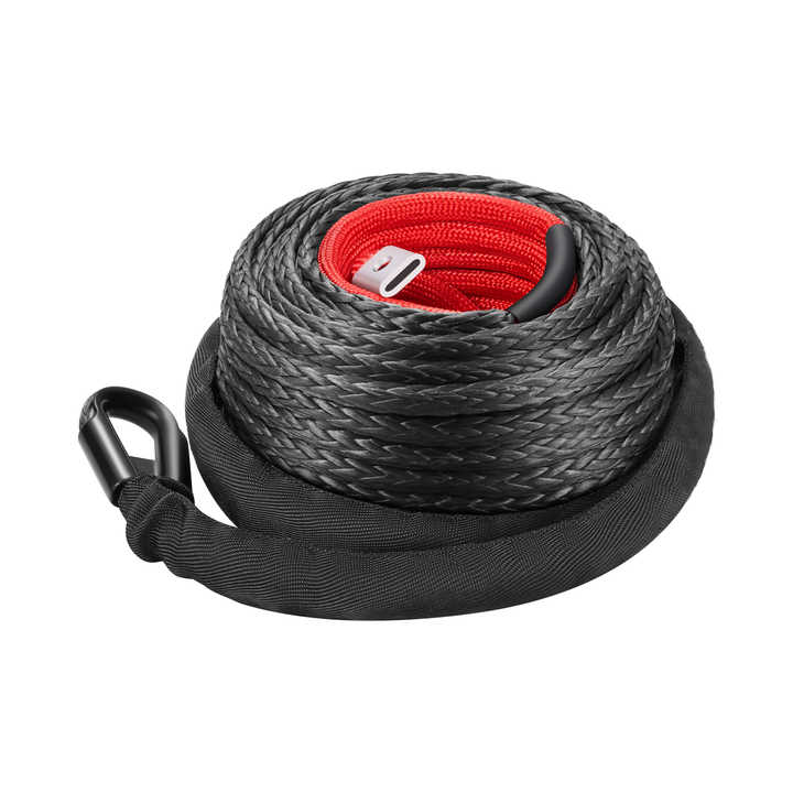 80ft Black Synthetic Winch Rope 24,000 lbs, 