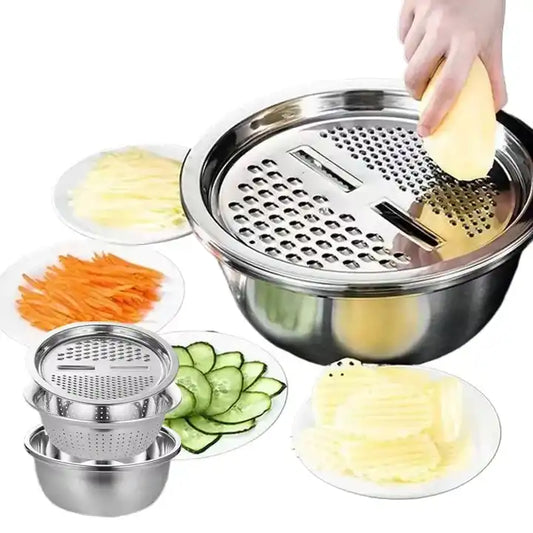 3. Stainless Steel Manual Kitchen Tools, Fruit and Vegetable Slicer, Slicer, Sink Drainer Set3. أدوات مطبخ يدوية من الفولاذ المقاوم للصدأ ، قطاعة فواكه وخضروات ، قطاعة قطاعة ، مجموعة حوض صرف