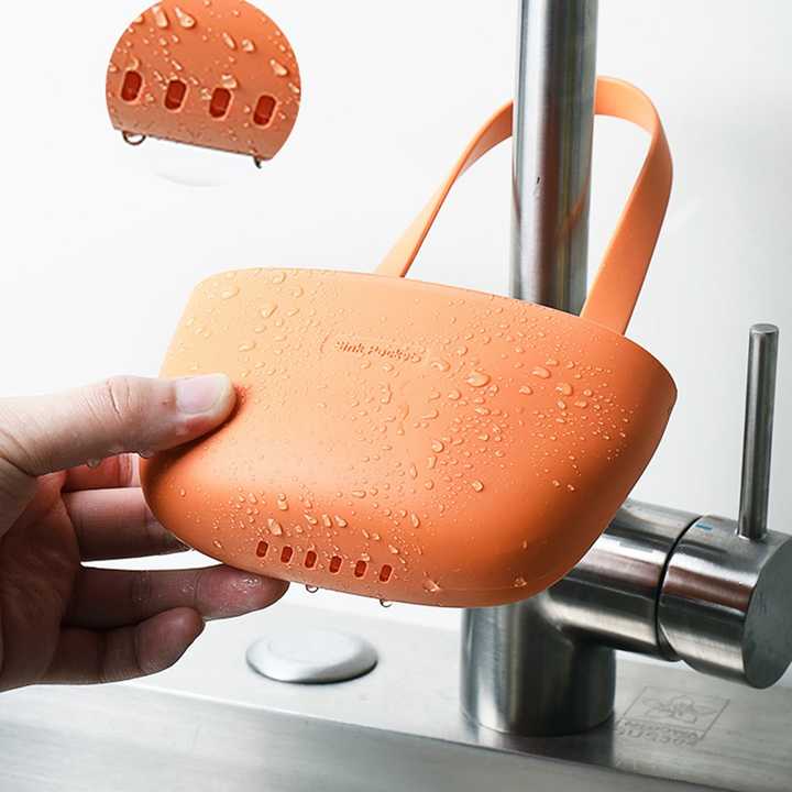 Nordic TPR Sponge Storage Basket Drain Rack Soap Holder Faucet Brush Hanging Basket Kitchen Bathroom Organizer Home Supplies 