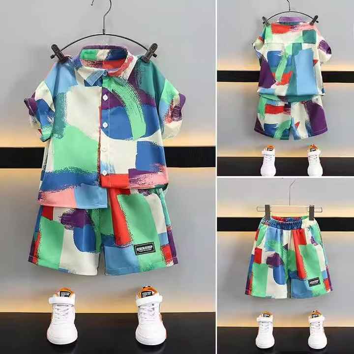 Boys' Suit Kids Summer New Short Sleeve Set-Shorts T- 