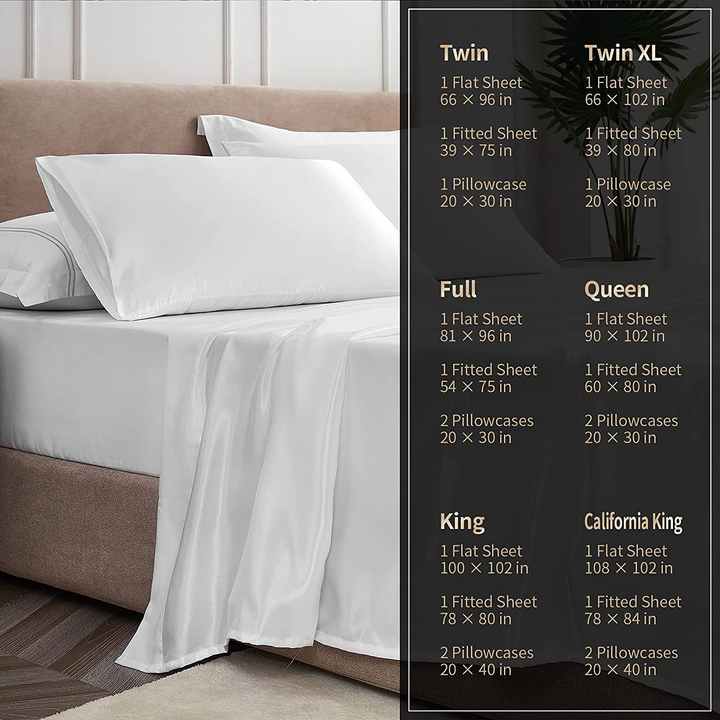 White Satin Pillowcase US Size, King Size Satin Pillowcase 