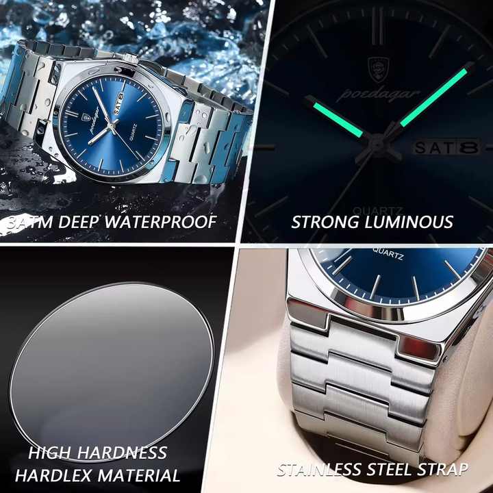 POEDAGAR 930 ساعة رجالية فاخرة جديدة من . POEDAGAR 930 New Luxury Men's Watch Stainless Steel