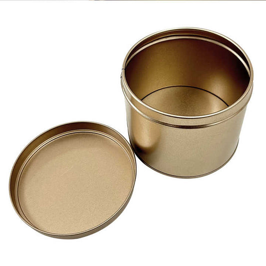 علبة معدنية مستديرة ذهبية -round metal box