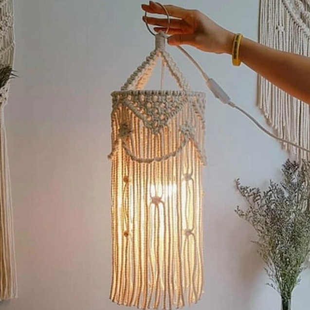 ديكور المنزل بوهو البوهيمي مكرميه غطاء مصباح شنقا