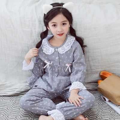 Custom Wholesale Cartoon Print Girls-طقم بيجامات قطنية