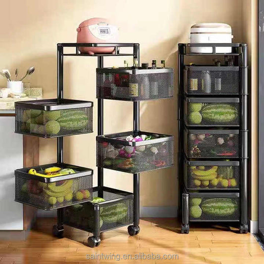 Best Selling Multi-Tier Rotating Storage Racks Kitchen Supplies Living Room Bathroom Clothes Fruits Vegetablesالأكثر مبيعًا رفوف تخزين دوارة متعددة الطبقات لوازم المطبخ لغرفة المعيشة والحمام للملابس والفواكه والخضروات