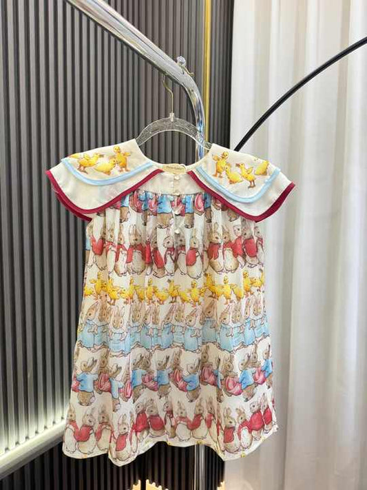 Style Summer Cute Dress for Baby-فستان جديد عالي الجودة من القطن والساتان