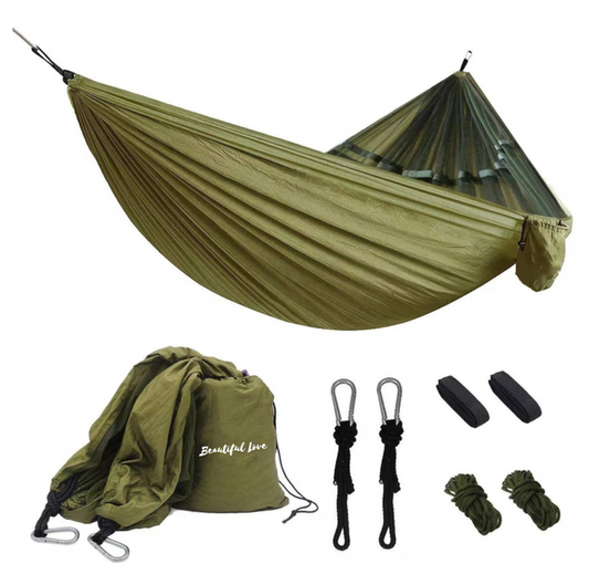 High Quality Nylon Camping Outdoor Hammock with Mosquito Net Lightweight Portable Double Parachute Hammocks Tent for Hiking أرجوحة تخييم خارجية عالية الجودة من النايلون مع ناموسية خفيفة الوزن محمولة بمظلة مزدوجة للمشي لمسافات طويلة