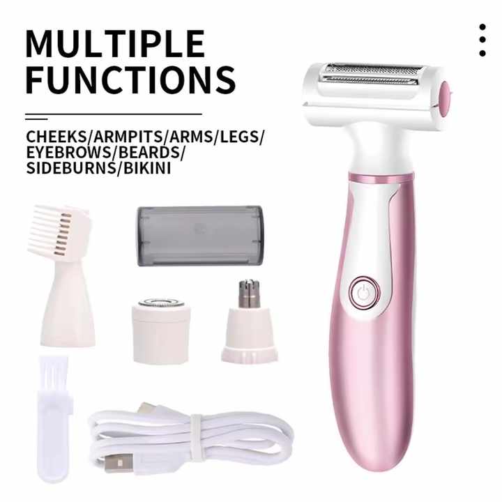 Face Shaver Bikini Pubic Groin Hair Trimmer Home- 4 in 1 Electric Epilator for Women Hair Removal 