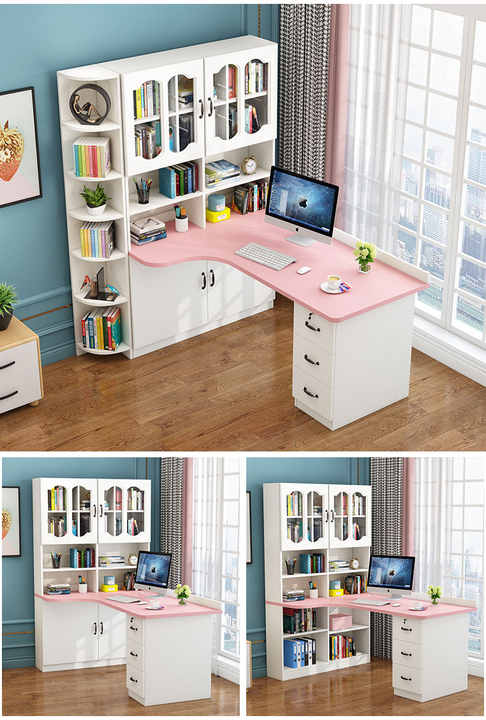Solid wood corner desk cabinet combination writing desk cabinet computer desk 