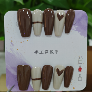 Short Hand Painted Artificial Nails - Handmade Press on Nails 