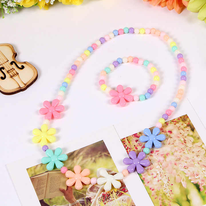 Classic children's jewelry, beaded necklaces and bracelets for girls, jewelry necklace and bracelet for children and girls 