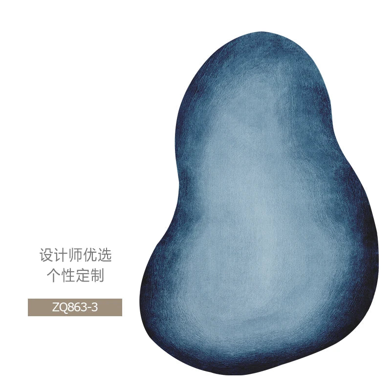 Irregular and unique shaped wool rug specially made for the living room 