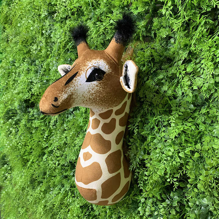 Realistic Giraffe Animal Head for Kids Room Wall Decor, Stuffed Animal Toy 
