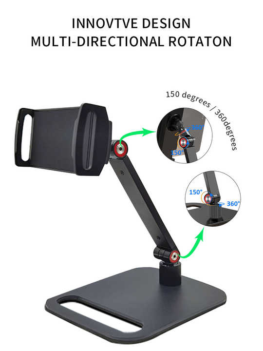 Solid Thick Plate Base Waterproof Mobile Phone Holder 360 Rotating Any Angle Adjustment Metal PC Stand 