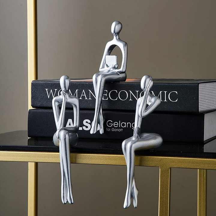 3 قطعة الحديثة ديكور الجلوس المفكر تمثال مجردة . 3 Piece Modern Decor Sitting Thinker Abstract Statue