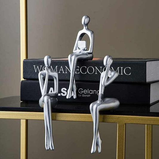 3 قطعة الحديثة ديكور الجلوس المفكر تمثال مجردة . 3 Piece Modern Decor Sitting Thinker Abstract Statue