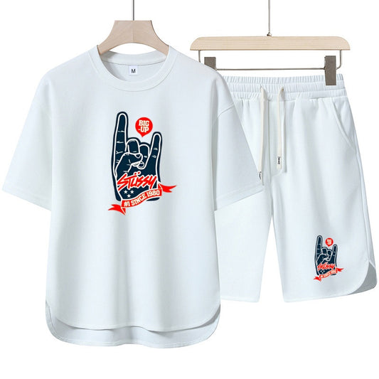 طقم تي شيرت وشورت كاجوال بتصميم فضفاض