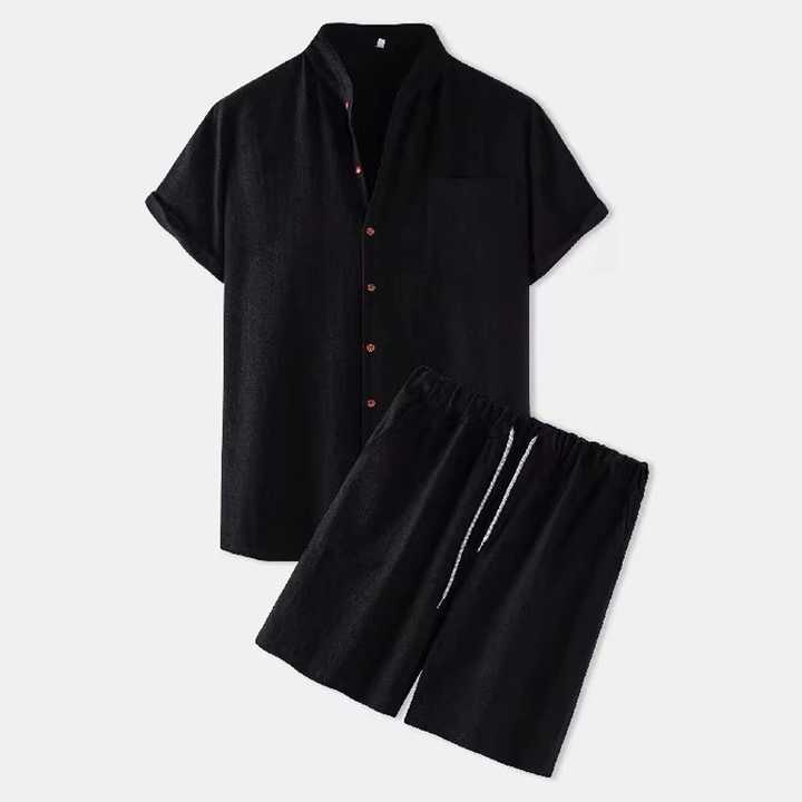 Men's Fashion Summer Linen Shirt Set 