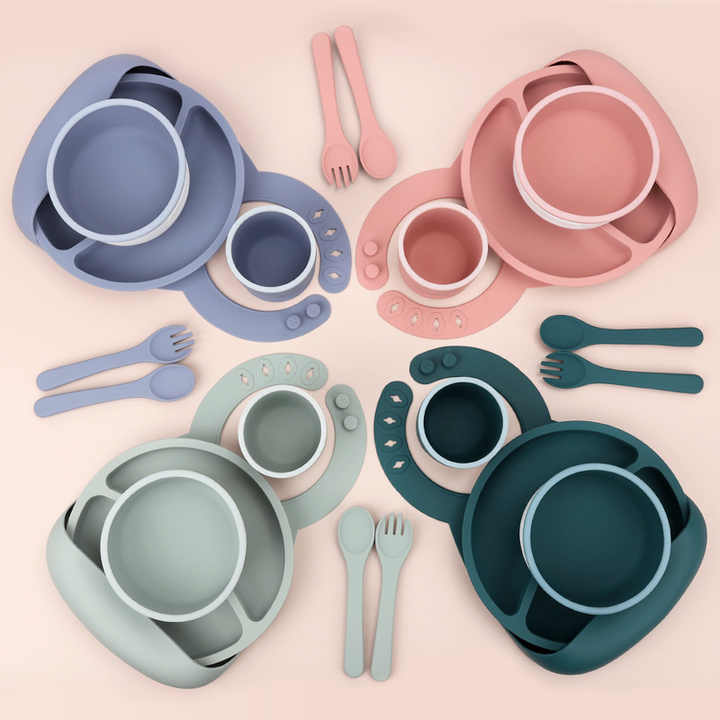 مجموعة أدوات مائدة للأطفال من السيليكون -Silicone Kids Cutlery Set