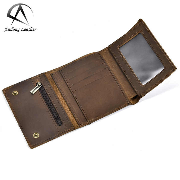 محفظة جلدية Crazy Horse، محفظة قصيرة من . Crazy Horse Leather Wallet, Men's Short Genuine Leather