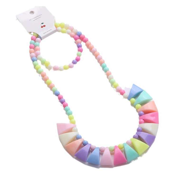 Classic children's jewelry, beaded necklaces and bracelets for girls, jewelry necklace and bracelet for children and girls 