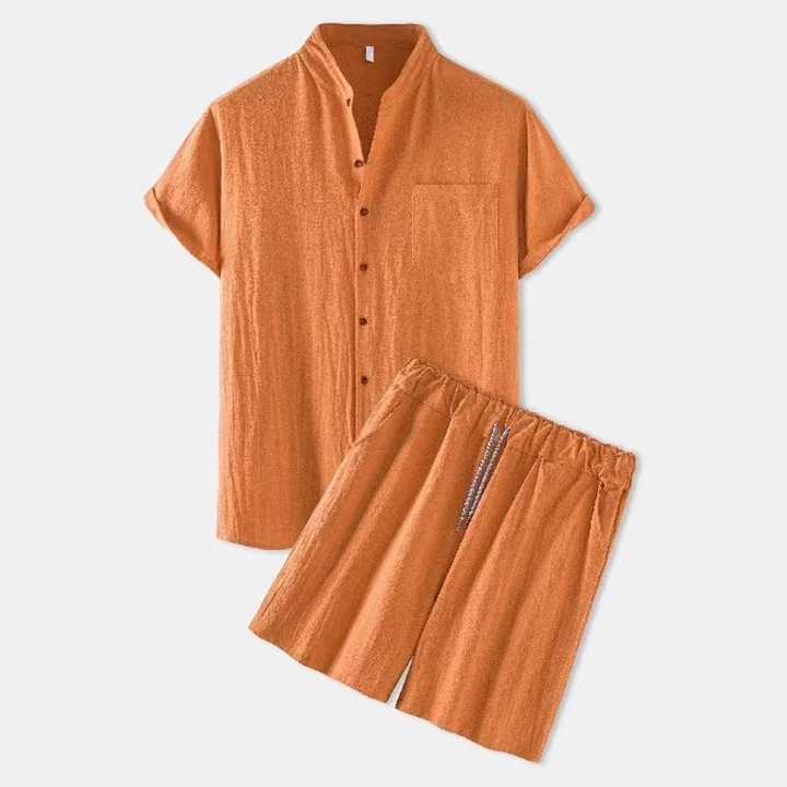 Men's Fashion Summer Linen Shirt Set 