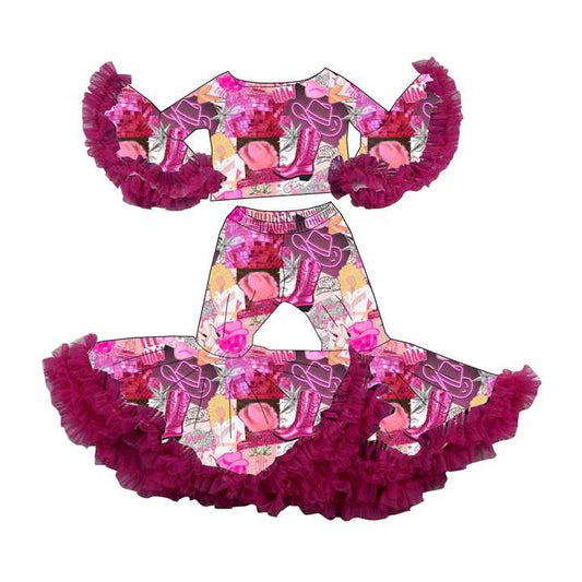 DH ODM Winter Casual Thin Girls Print T-shirt Outfit for Toddler Girls 4T Formal Clothes SetsDH ODM الشتاء عارضة رقيق الفتيات طباعة تي شيرت الزي للفتيات طفل صغير 4T مجموعات الملابس الرسمية