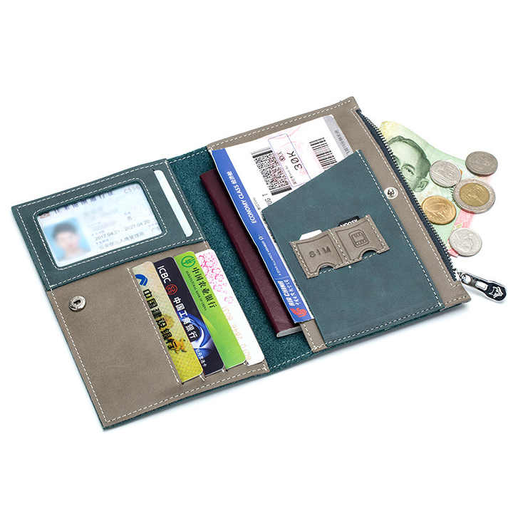 Fashion Leather Belt Passport Cover RFID Blocking. 