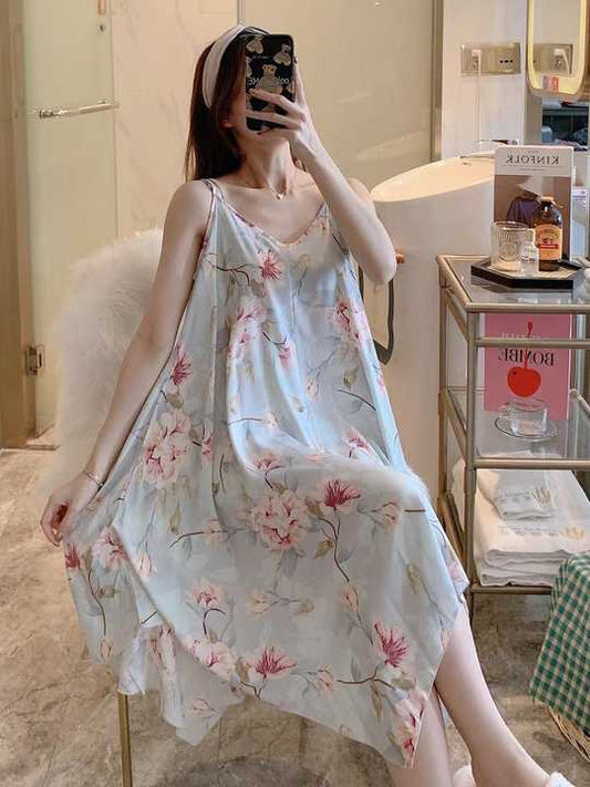 Wholesale Summer Korean Style Women's Pajamas Casual Sweet Cotton Pajamas Short Sleeve   بيجامات نسائية صيفية على الطراز الكوري بيجامات كاجوال قطنية من القطن الحلو بأكمام قصيرة فتحة رقبة على شكل حرفة