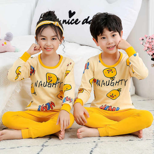 Children's Cotton Sleepwear Kids Sleepwear Cartoon Printed Pajamas for Kids Girls 2 Piece Pajama Set 