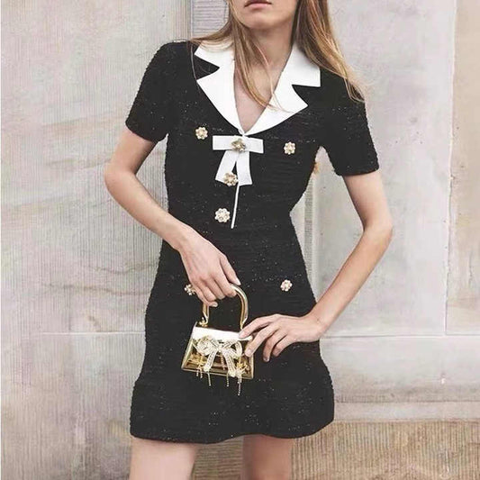 فستان نسائي قصير فاخر بأكمام قصيرة