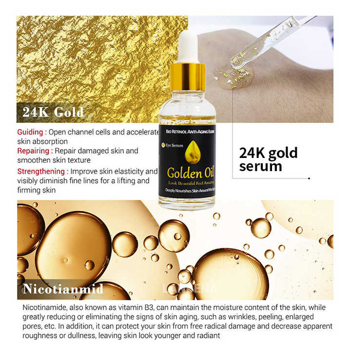 Aging Skin Care Serumسيروم بايو ريتينول الذهبي عيار ٢٤ قيراطًا،