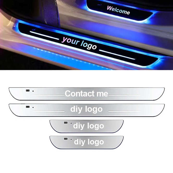 Wireless Magnetic Threshold Light Logo Projector, LED Threshold Pedal, Car Door Interior Welcome Light 