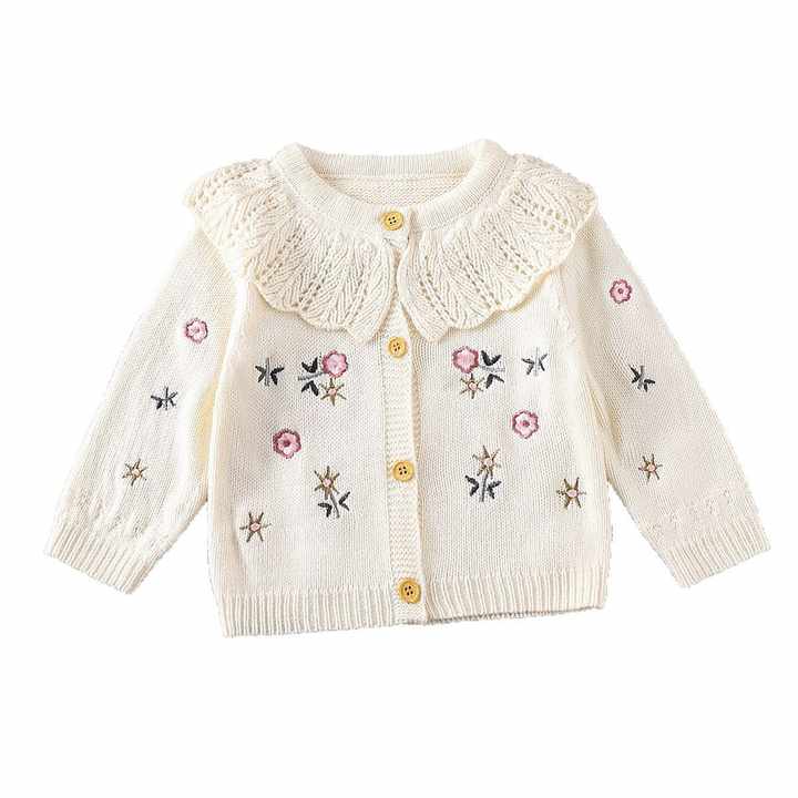 Casual Knitted Sweater with Cardigan Embroidered-سترة محبوكة كاجوال