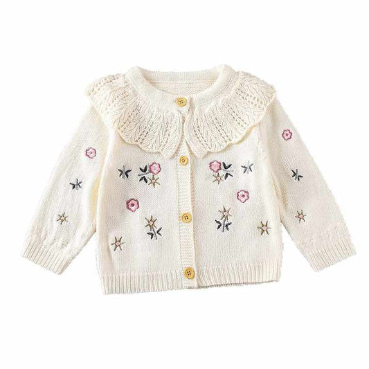 Casual Knitted Sweater with Cardigan Embroidered-سترة محبوكة كاجوال